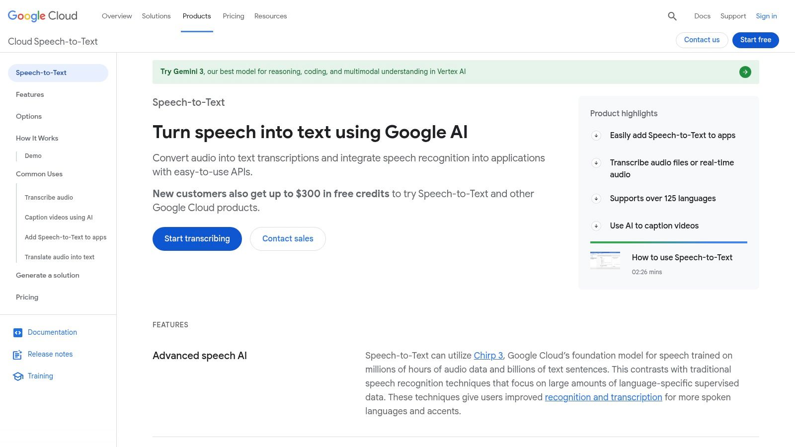 Google Cloud Speech-to-Text (V2)