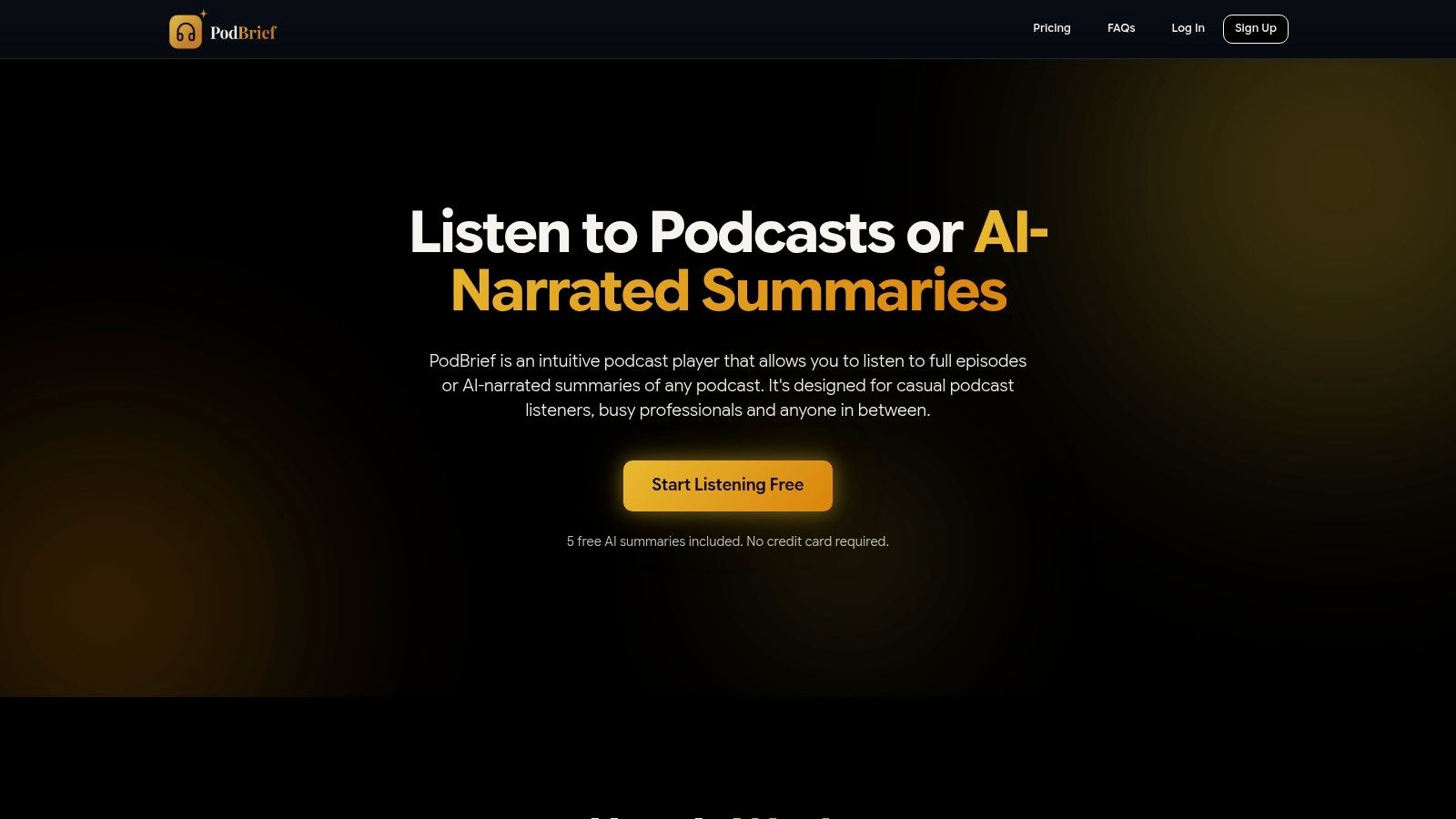 PodBrief's AI-generated summaries allow users to consume podcasts by reading or listening.