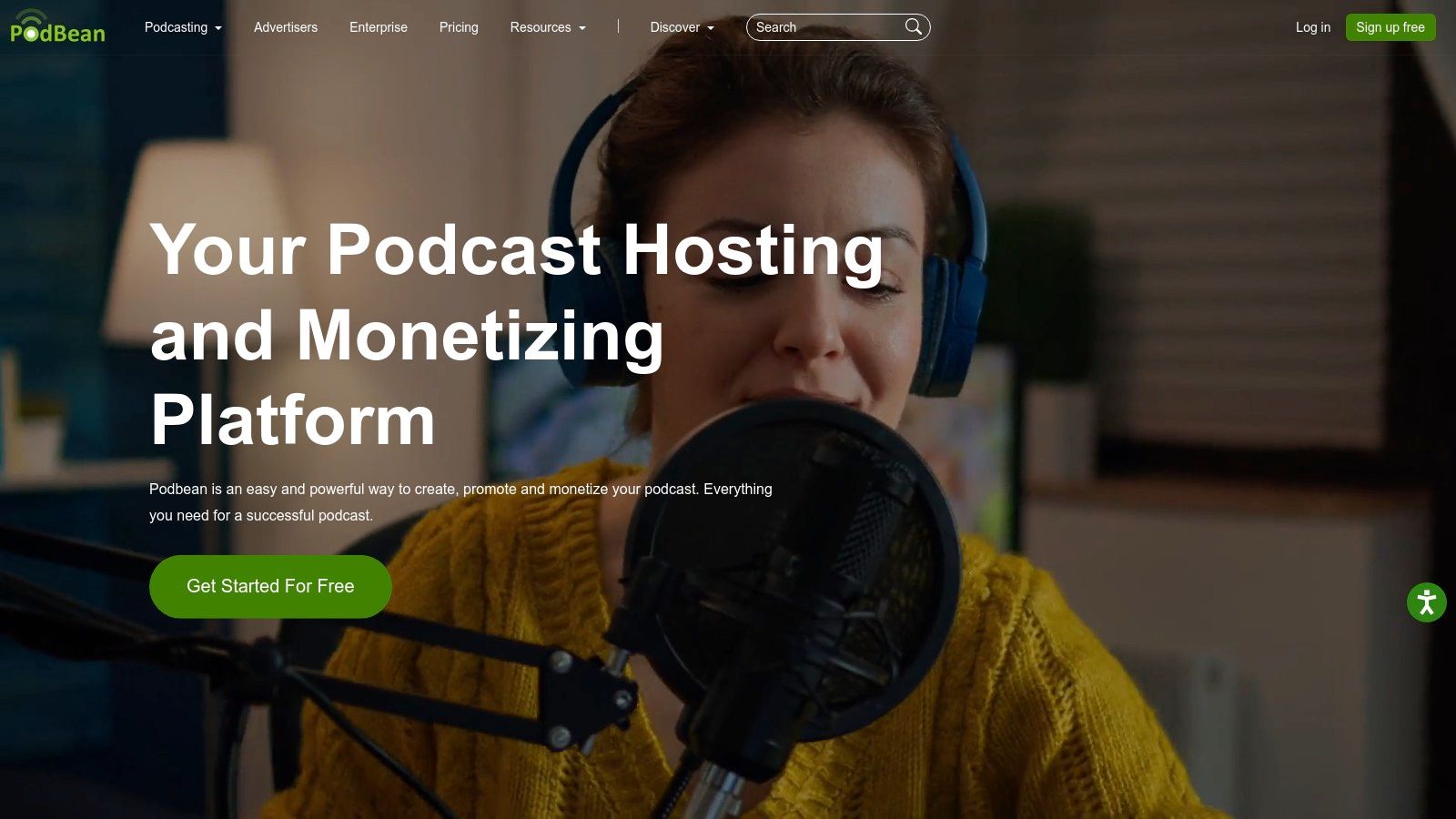 Podbean's clean dashboard interface for managing podcast episodes.