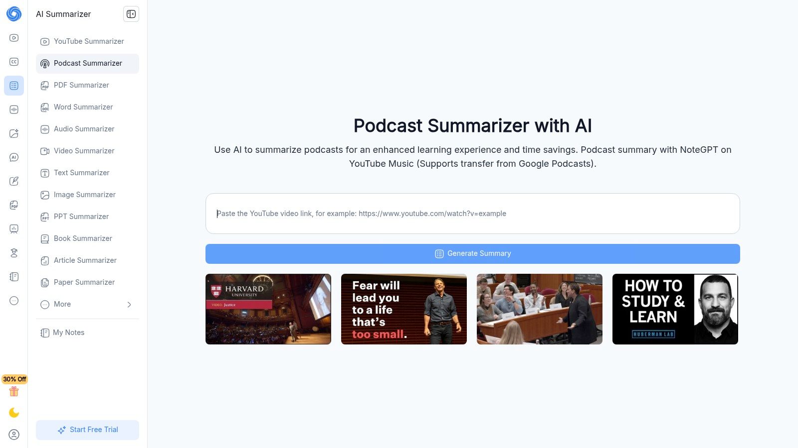 NoteGPT (Podcast Summarizer)