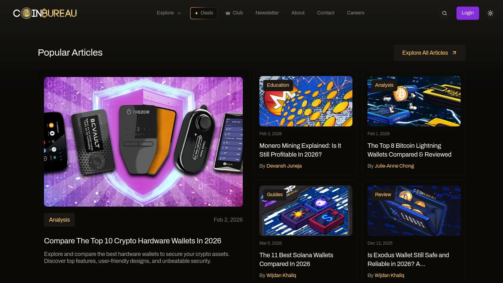 Coin Bureau channel interface showing videos on crypto wallets