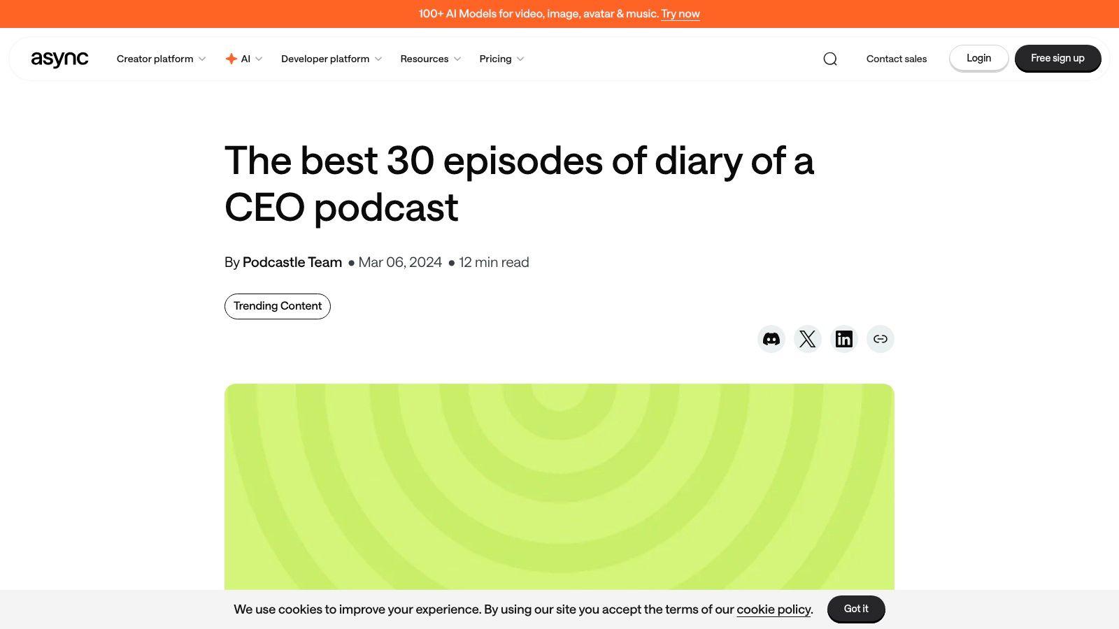 Podcastle Blog's roundup of the best Diary of a CEO episodes, showcasing a clean, simple layout.